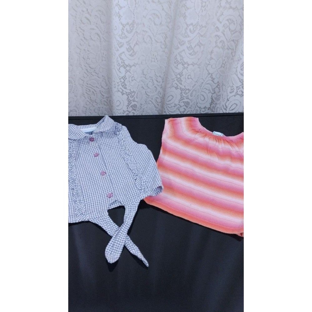 Two Girls 2T Blouses - Button up Tie Waist and Peasant